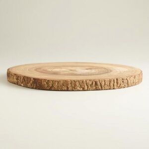 NEW Live Edge Natural Rustic Large Acacia Wood Bark Cake Charger- 11-13"diameter